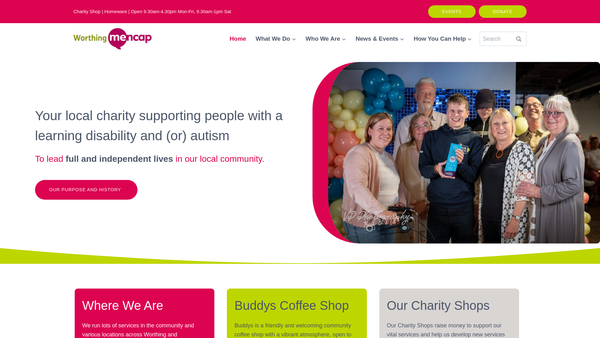 Screenshot of the Worthing Mencap Society website