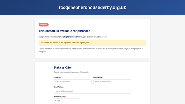Screenshot of the Rccg The Shepherd House Derby website