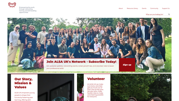 Screenshot of the Alsa UK website