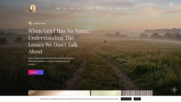 Screenshot of the My Pain Your Gain Ministries Intl website