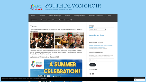 Screenshot of the South Devon Choir website