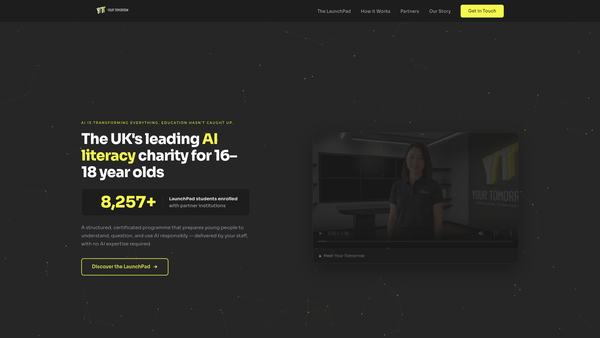 Screenshot of the Your Tomorrow website