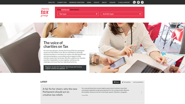 Screenshot of the Charity Tax Group website