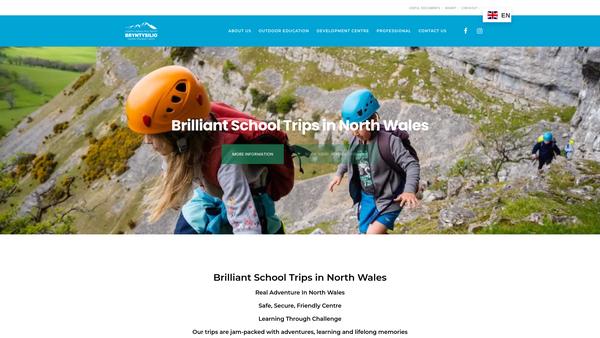 Screenshot of the Outdoor Learning Llangollen CIO website