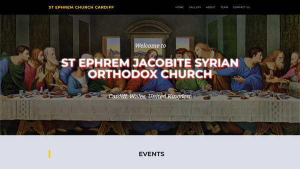 Screenshot of the St. Ephrem Jacobite Syrian Orthodox Church, Cardiff website