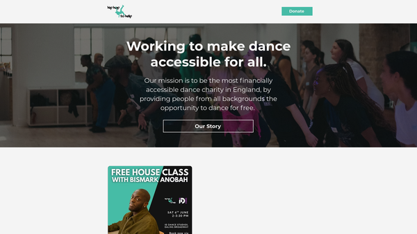 Screenshot of the Hip Hop To Help website