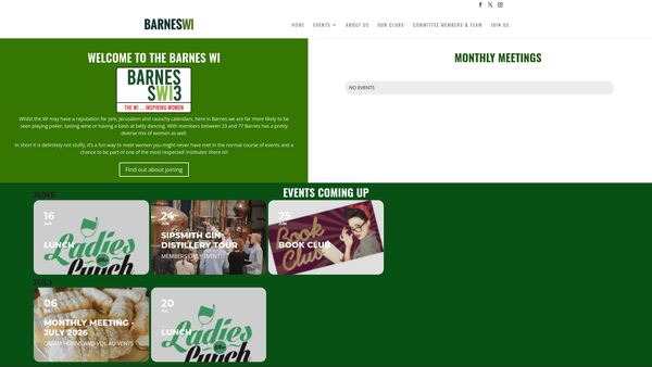 Screenshot of the Barnes WI website