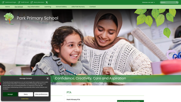 Screenshot of the Park Primary Psa website