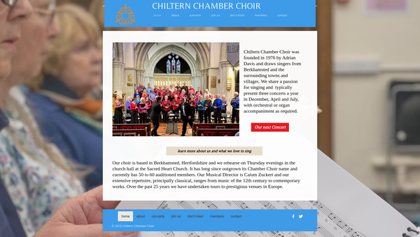 Screenshot of the Chiltern Chamber Choir website