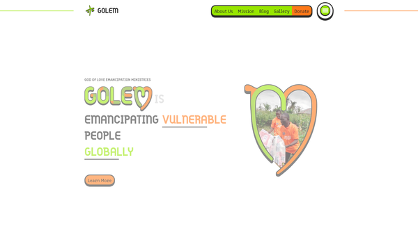 Screenshot of the God Of Love Emancipation Ministries (Golem) website