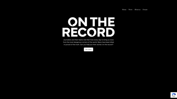 Screenshot of the On The Record Memorial website