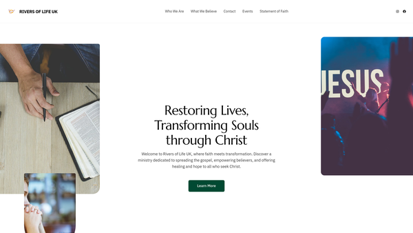 Screenshot of the Rivers Of Life Youth Ministry UK website