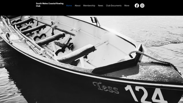 Screenshot of the South Wales Coastal Rowing Club website