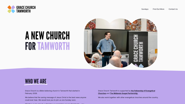 Screenshot of the Grace Church Tamworth website