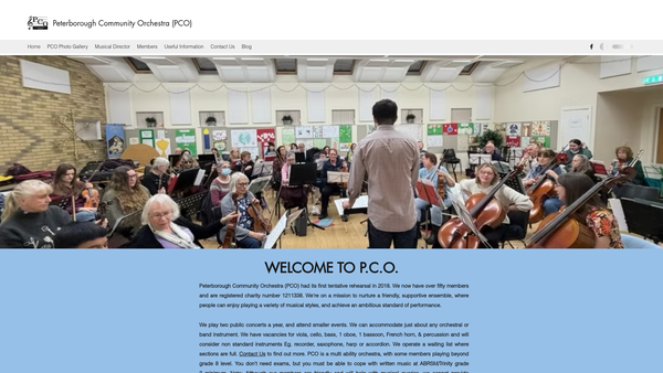 Screenshot of the Peterborough Community Orchestra website