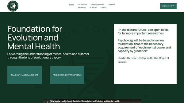 Screenshot of the Foundation For Evolution And Mental Health website