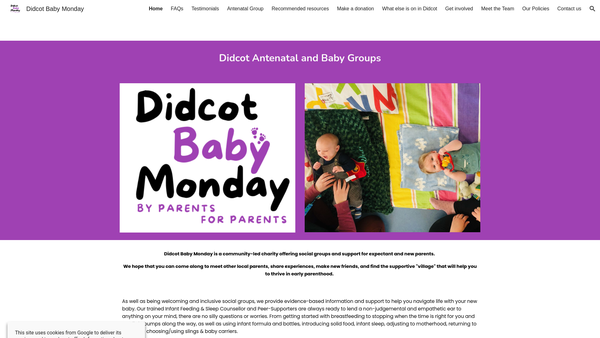 Screenshot of the Didcot Baby Monday website