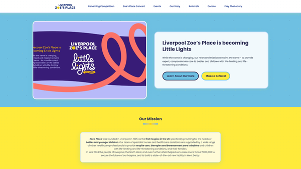 Screenshot of the Liverpool Zoe's Place website