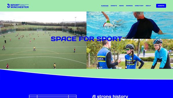 Screenshot of the Sport Winchester (Winchester Community Sports Alliance) website
