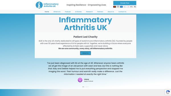 Screenshot of the Inflammatory Arthritis UK website
