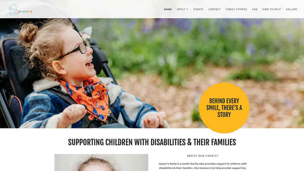 Screenshot of the Jasper's Smile website