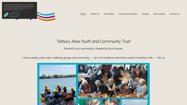 Screenshot of the Tetbury Area Youth & Community Trust website