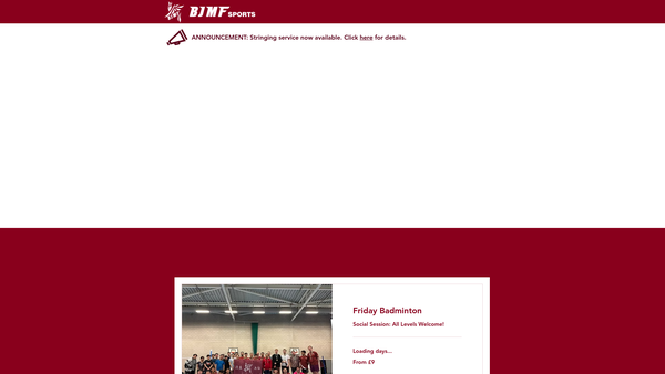 Screenshot of the Bjmf Sports website
