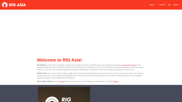 Screenshot of the Rig Asia website