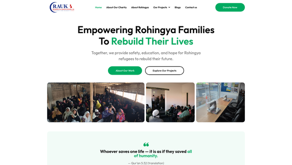 Screenshot of the Rauk (Rohingya Association UK) website
