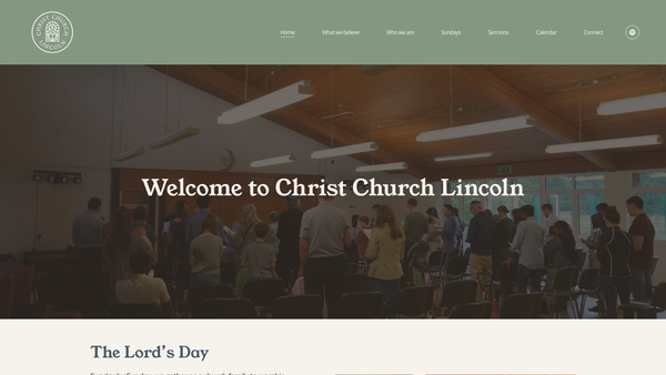 Screenshot of the Christ Church Lincoln website