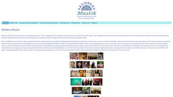 Screenshot of the Salisbury Musick website