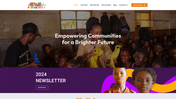 Screenshot of the Yak Jones Foundation website