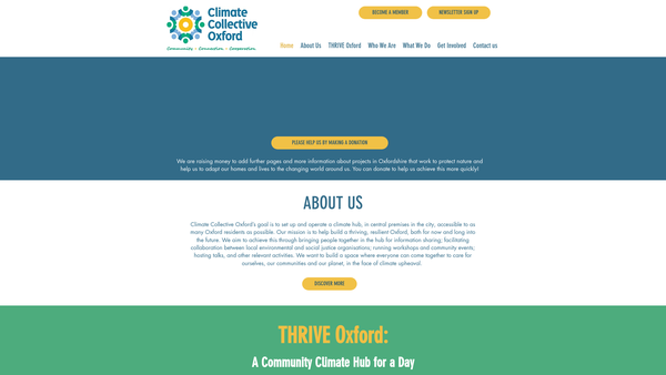 Screenshot of the Climate Collective Oxford website
