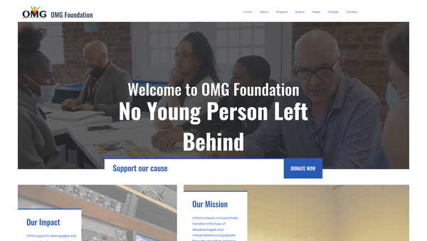 Screenshot of the Omg Foundation website