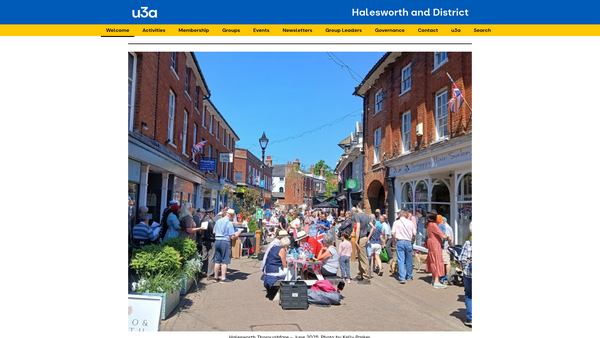 Screenshot of the Halesworth & District U3A website