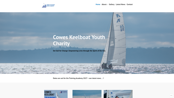 Screenshot of the Cowes Keelboat Youth Charity website
