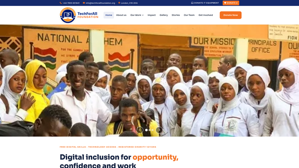 Screenshot of the Techforall Foundation website
