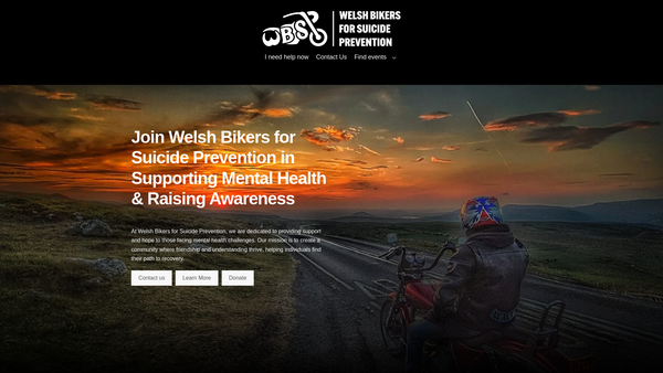 Screenshot of the Welsh Bikers For Suicide Prevention website