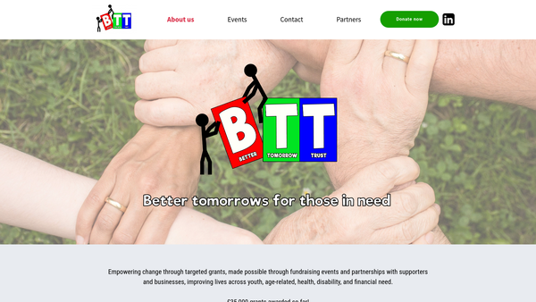 Screenshot of the Better Tomorrow Trust website