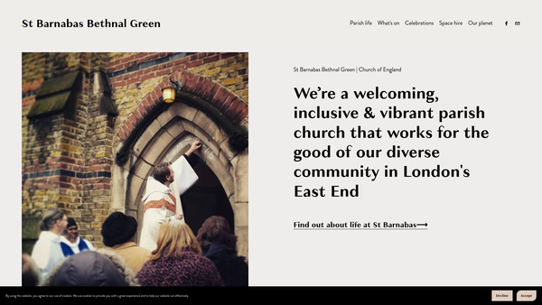Screenshot of the The Parochial Church Council Of The Ecclesiastical Parish Of St Barnabas, Bethnal Green, Diocese Of London website