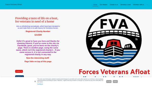 Screenshot of the Forces Veterans Afloat website