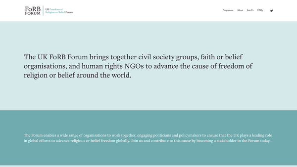 Screenshot of the Freedom Of Religion Or Belief Free For All website