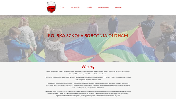 Screenshot of the The Polish Saturday School In Oldham, Polska Szkoa Sobotnia Im. Ks Bolesawa Polaka W Oldham website