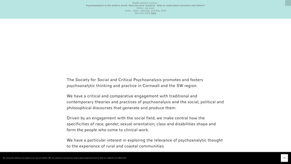 Screenshot of the The Society For Social And Critical Psychoanalysis website