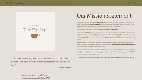 Screenshot of the The Kintsugi Way website