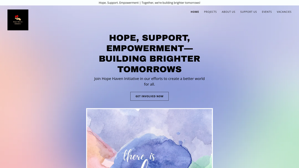 Screenshot of the Hope Haven Initiative website