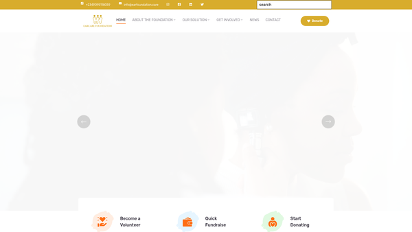 Screenshot of the Earcare Foundation website