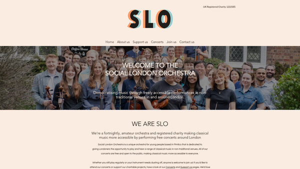 Screenshot of the Social London Orchestra website