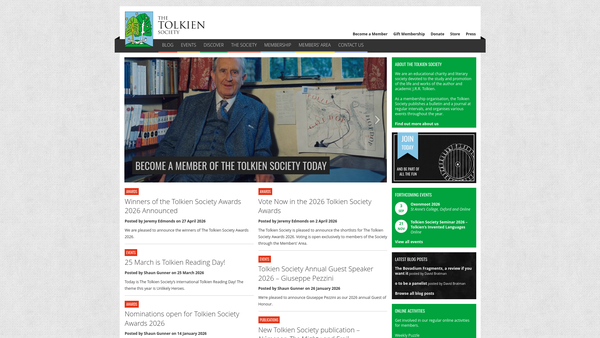 Screenshot of the The Tolkien Society website
