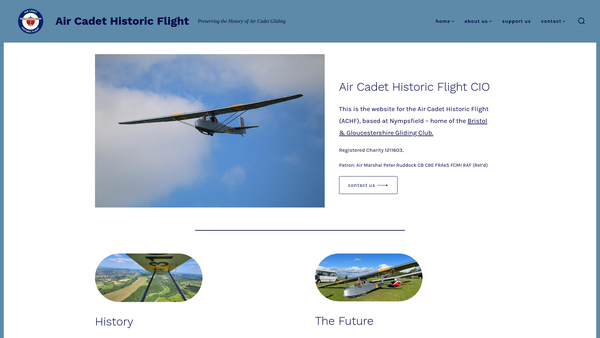 Screenshot of the Air Cadet Historic Flight CIO website